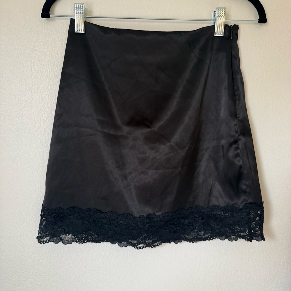 Princess Polly Black Satin Mini Skirt